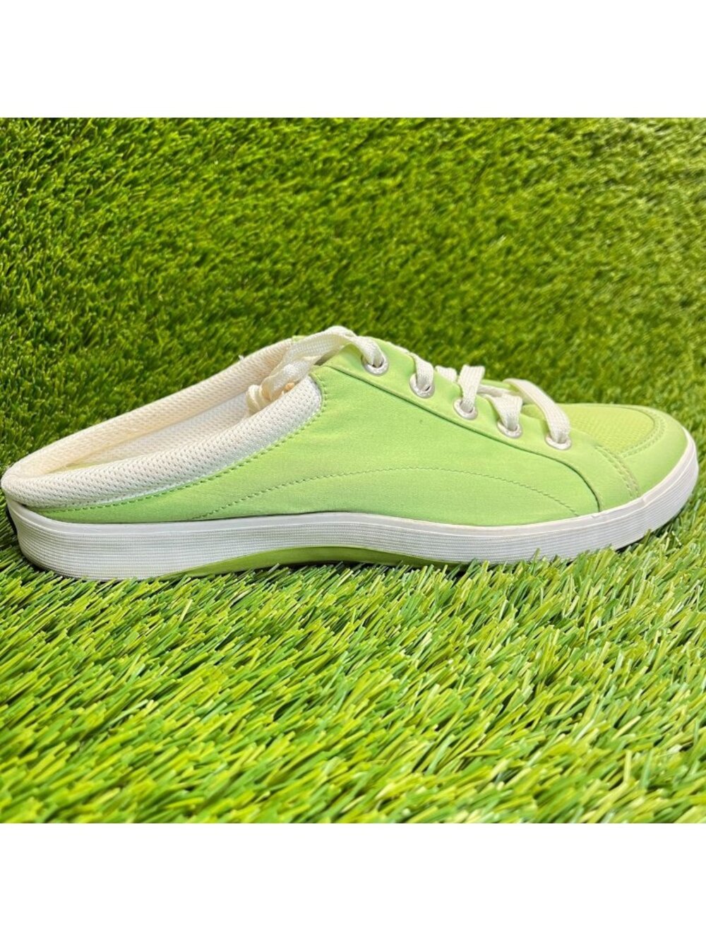 Keds Safari Mule Womens Size 9.5 Green White Casual Comfort Canvas Slip On Shoes